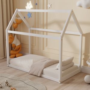 Легло с матрак Pepe Hm21303.01 борова дървесина в бял цвят -- матрак 70x140см