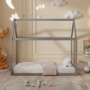 Легло с матрак Pepe Hm21303.02 борова дървесина в сив цвят -- матрак 70x140см