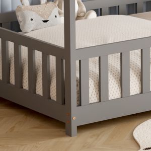 Bed with mattress Phyllis Hm21304.02 pine wood in gray color - mattress 90x190cm