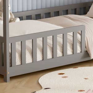 Bed with mattress Phyllis Hm21304.02 pine wood in gray color - mattress 90x190cm