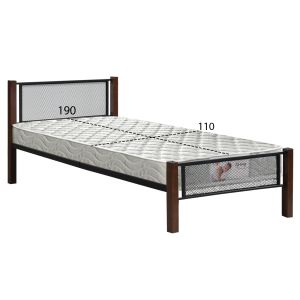 Bed with mattress Rayven Hm21335 metal and wood in frosted oak - mattress 90x190cm