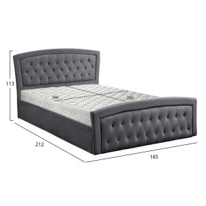 Легло с матрак и място за съхранение Odelia Hm21279.01 сиво кадифе - за размери 160x200см.