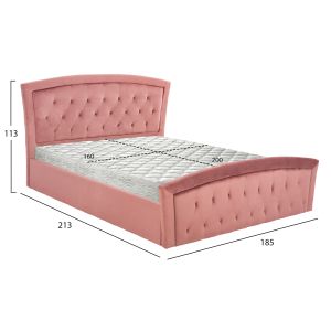 Легло с матрак и място за съхранение Odelia Hm21279.02 пепел от рози кадифе - за размери 160x200см.