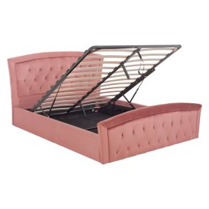 Легло с матрак и място за съхранение Odelia Hm21279.02 пепел от рози кадифе - за размери 160x200см.