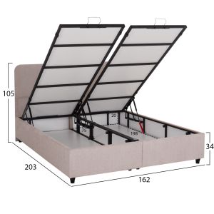 Легло с място за съхранение Dolores Hm631.32 бежов плат - за матраци 160x200см