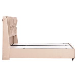 Легло с място за съхранение Dreamlet Hm716 бежово кадифе -за матрак 160x200см.