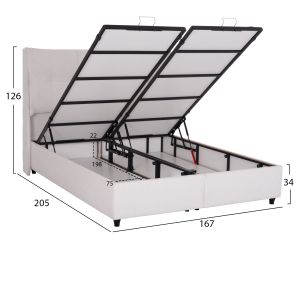 Легло с място за съхранение Dreamlet Hm716.03 бял букле плат - за матрак 160x200см.