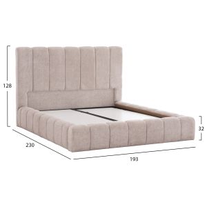 Легло с място за съхранение Remo Hm719.10 плат теди в бежово - матрак 160x200см.