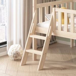 Bed with slide Phyllis Hm21310 pine wood in natural color - with mattress 90x190cm
