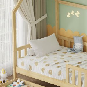 Bed with drawers Phyllis Hm21324 pine wood in natural wood color - with mattress 90x190cm
