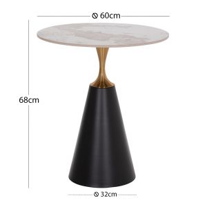 Luxury Side Table TUCANA Pandora – Sintered Stone with Black &amp; Gold Accents (Φ60)