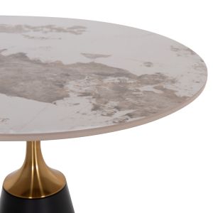 Luxury Side Table TUCANA Pandora – Sintered Stone with Black &amp; Gold Accents (Φ60)