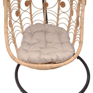 Labreone swing synthetic rattan in natural color-black metal-beige cushion 82x82x200cm
