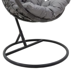 Люлка-стол Hudson изкуствен сив ратан сива възглавничка 109x100x197cм
