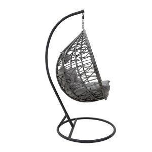 Люлка-стол Hudson изкуствен сив ратан сива възглавничка 109x100x197cм
