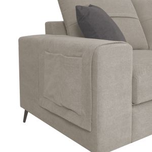 Left corner sofa Montana light gray fabric-gray pillows 275x215x93cm