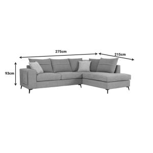 Left corner sofa Montana gray fabric-light gray pillows 275x215x93cm
