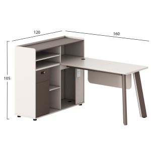 Ляво ъглово офис бюро Newline Hm18275l меламин в кремаво бяло с алуминиеви крака 160x120x105h