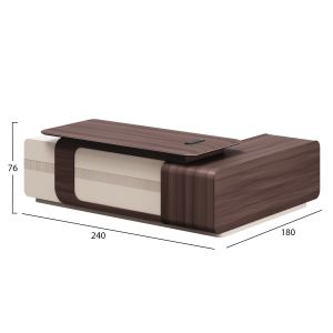 Ляво ъглово офис бюро серия President Hm2146l меламин в орех-бежово 240x180x76всм