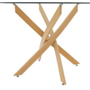 Antoro Posto table, metal legs in natural shade, tempered glass top D80x75cm