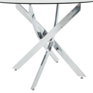 Antoro Posto table, tempered glass top and stainless steel metal legs D80x75cm
