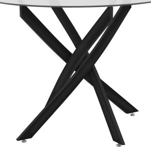 Antoro table black metal legs tempered glass top D80x75cm