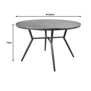 Appa table made of aluminum and plywood in anthracite color D120x74cm