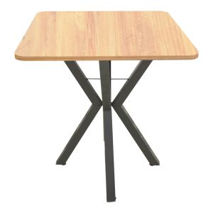Arenya table with natural lampshade and black metal legs 70x70x72cm