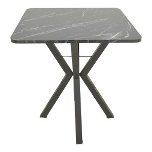 Arenya table with black marble effect - black metal legs 70x70x72cm