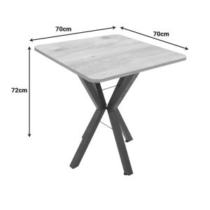 Arenya table with black marble effect - black metal legs 70x70x72cm
