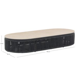 Маса Augustus Oval Mid-course Sm6456.01, сиво въже - плот от синтерован камък, 140x80x32hcm