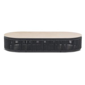 Маса Augustus Oval Mid-course Sm6456.01, сиво въже - плот от синтерован камък, 140x80x32hcm