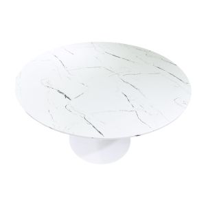 Balou table made of MDF in white with marble imitation, dimensions 100x76 cm
