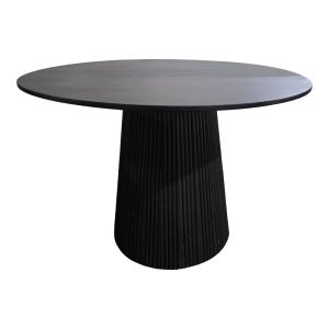 Bold Canicule table made of solid utopian acacia wood in black color, D120x75 cm