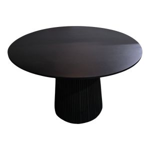 Bold Canicule table made of solid utopian acacia wood in black color, D120x75 cm