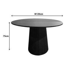 Bold Canicule table made of solid utopian acacia wood in black color, D120x75 cm