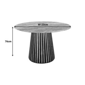 Bold table made of solid acacia wood in natural color and marble top, dimensions 120x76 cm