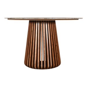 Bold table made of solid acacia wood in natural color and marble top, dimensions 120x76 cm