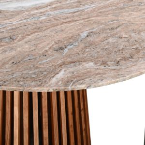 Bold table made of solid acacia wood in natural color and marble top, dimensions 120x76 cm