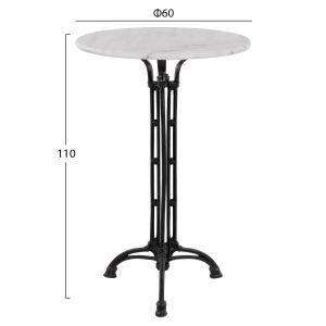 Маса Brielle Hm5890 с чугунени крака трилисници и мраморен плот D60x110hcm