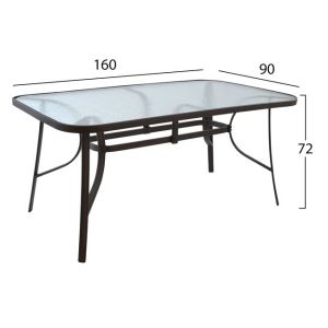 Маса Bruno метал и стъкло кафява 160χ90χ72 Hm5074,02