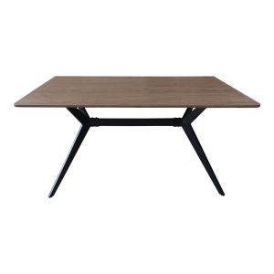Ezali table made of MDF, walnut, with black metal legs, 140x80x75cm