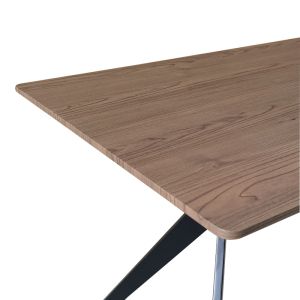 Ezali table made of MDF, walnut, with black metal legs, 140x80x75cm