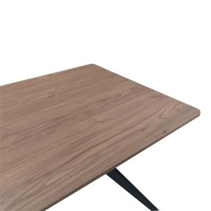 Ezali table made of MDF, walnut, with black metal legs, 140x80x75cm