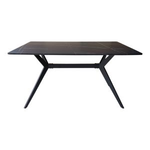 Ezali table made of MDF, black marble imitation, with black metal legs, 140x80x75cm