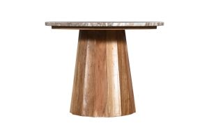 Ezerdian Bold table, solid tropical acacia wood, marble top D120x78 cm