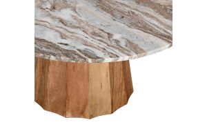 Ezerdian Bold table, solid tropical acacia wood, marble top D120x78 cm