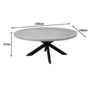 Fardy table, solid mango wood in a natural shade with black metal legs 220x100x76cm