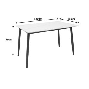 Table Gustas I white marble sintered stone-black metal 120x80x76cm