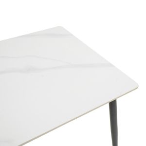 Table Gustas I white marble sintered stone-black metal 120x80x76cm